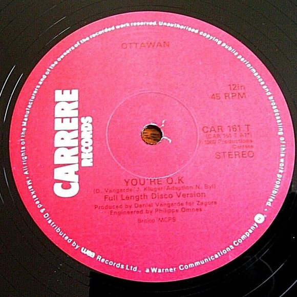 Ottawan Vintage Original Pressing 12" Vinyl D.I.S.C.O. / You're O.K 1980 Carrere - Picture 4 of 16
